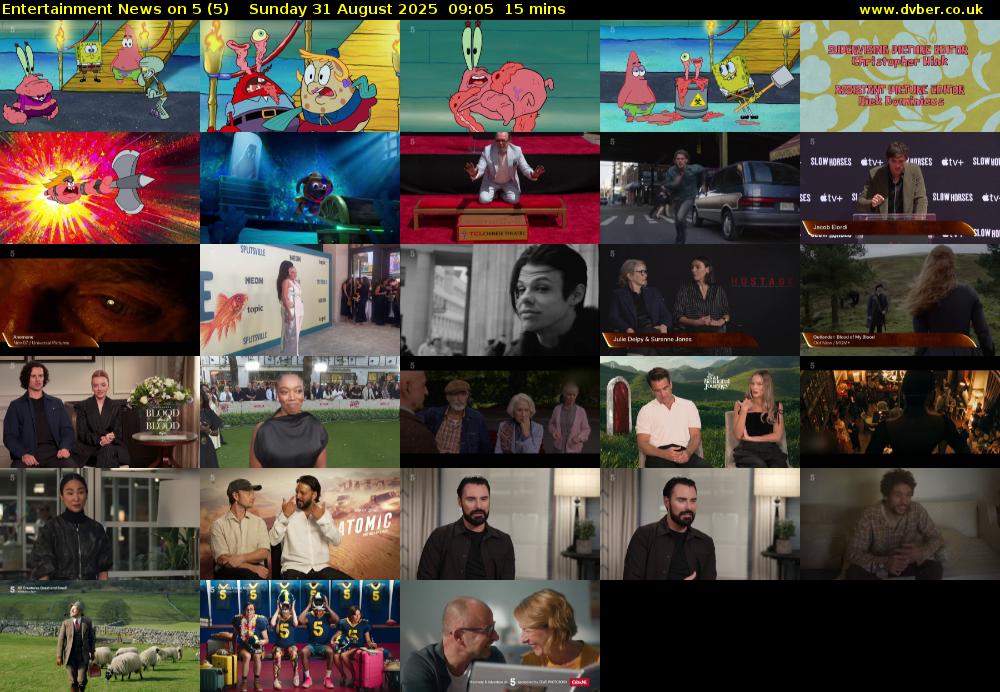 Entertainment News on 5 (5) Sunday 31 August 2025 09:05 - 09:20