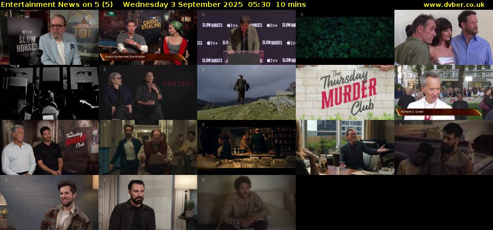 Entertainment News on 5 (5) Wednesday 3 September 2025 05:30 - 05:40