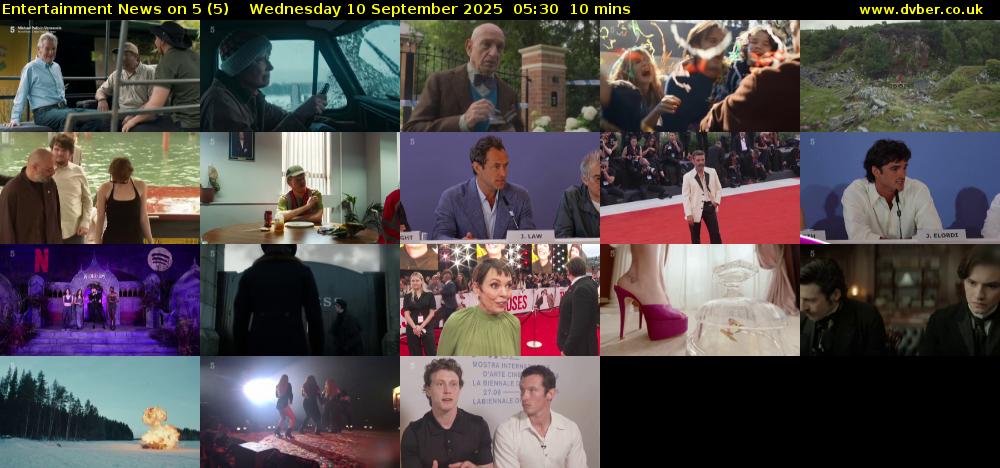 Entertainment News on 5 (5) Wednesday 10 September 2025 05:30 - 05:40