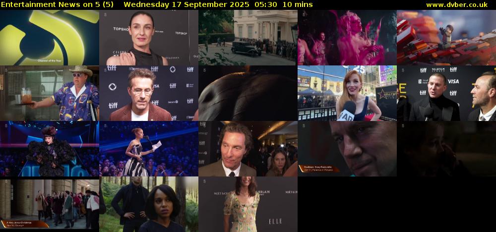 Entertainment News on 5 (5) Wednesday 17 September 2025 05:30 - 05:40