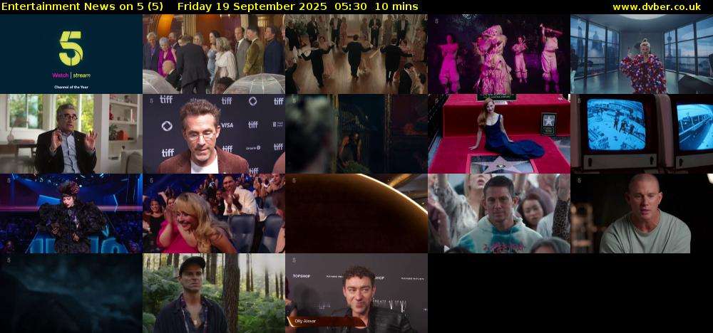 Entertainment News on 5 (5) Friday 19 September 2025 05:30 - 05:40