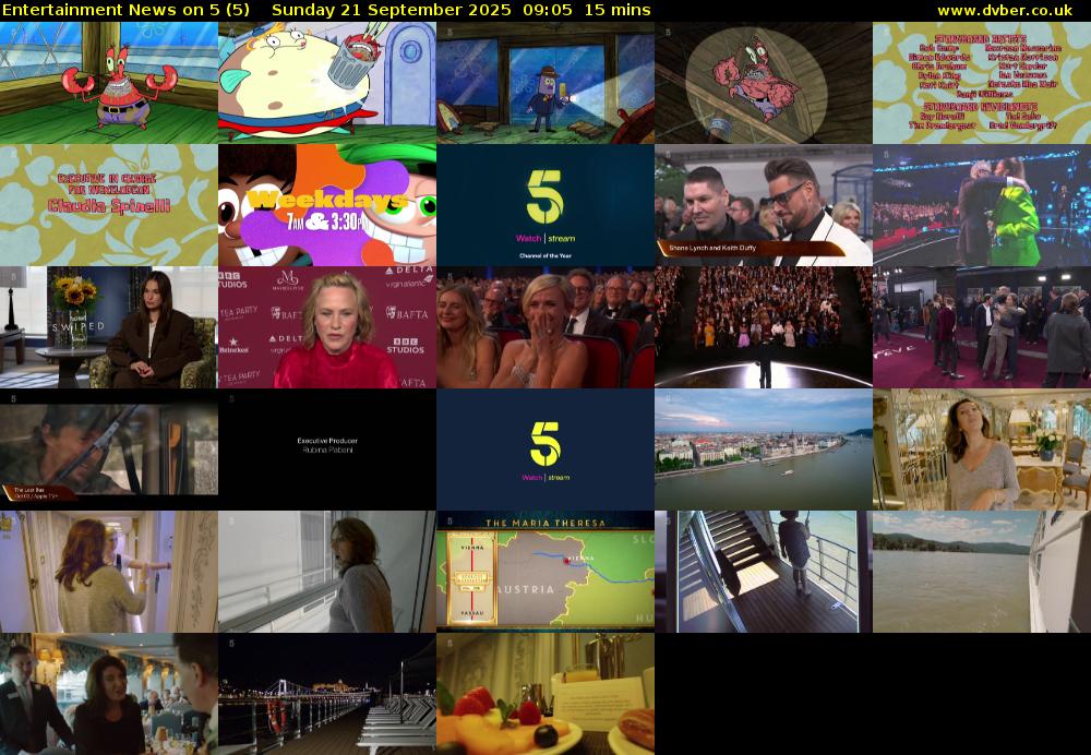 Entertainment News on 5 (5) Sunday 21 September 2025 09:05 - 09:20