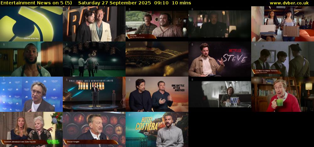 Entertainment News on 5 (5) Saturday 27 September 2025 09:10 - 09:20