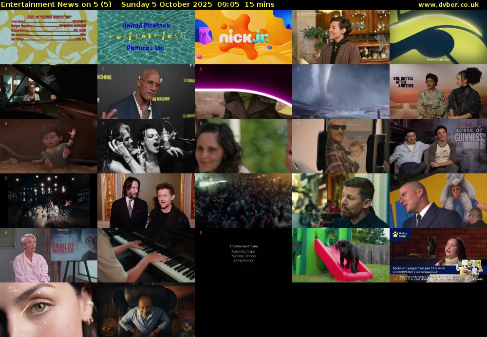 Entertainment News on 5 (5) Sunday 5 October 2025 09:05 - 09:20