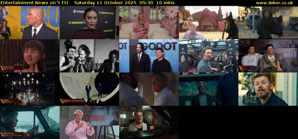 Entertainment News on 5 (5) Saturday 11 October 2025 05:30 - 05:40