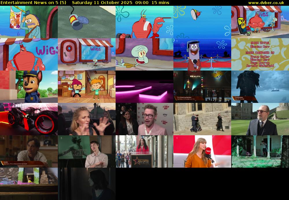 Entertainment News on 5 (5) Saturday 11 October 2025 09:00 - 09:15