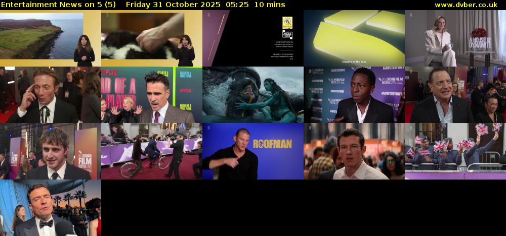 Entertainment News on 5 (5) Friday 31 October 2025 05:25 - 05:35