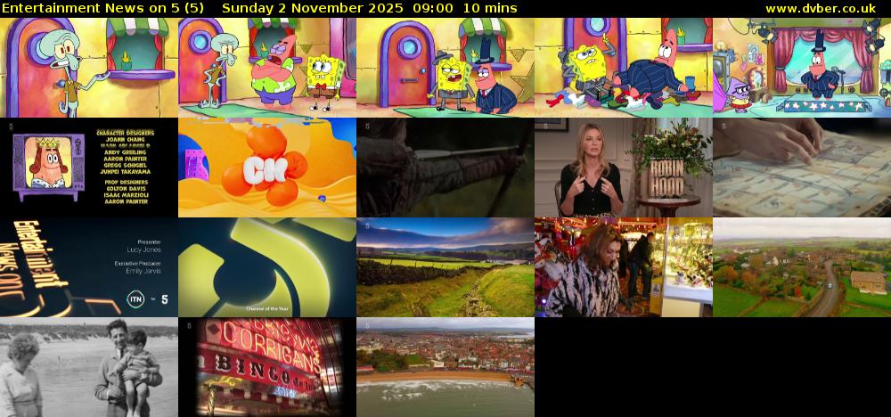 Entertainment News on 5 (5) Sunday 2 November 2025 09:00 - 09:10