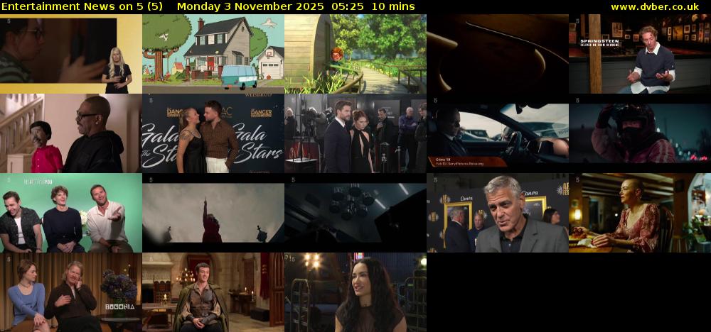 Entertainment News on 5 (5) Monday 3 November 2025 05:25 - 05:35