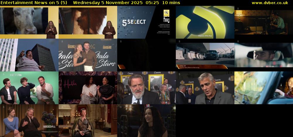 Entertainment News on 5 (5) Wednesday 5 November 2025 05:25 - 05:35