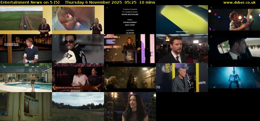 Entertainment News on 5 (5) Thursday 6 November 2025 05:25 - 05:35