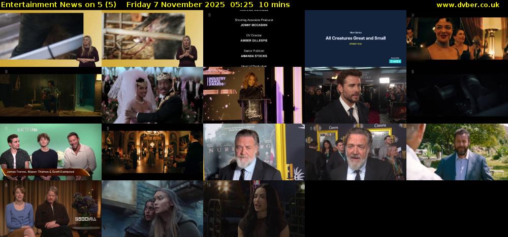 Entertainment News on 5 (5) Friday 7 November 2025 05:25 - 05:35