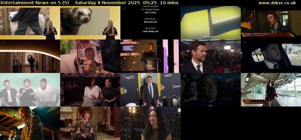 Entertainment News on 5 (5) Saturday 8 November 2025 05:25 - 05:35