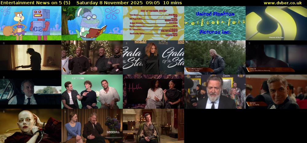 Entertainment News on 5 (5) Saturday 8 November 2025 09:05 - 09:15