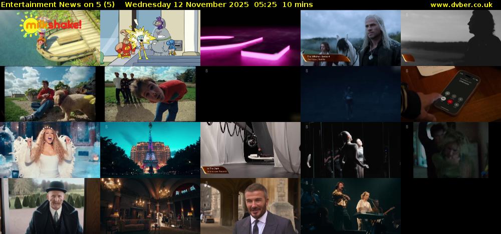 Entertainment News on 5 (5) Wednesday 12 November 2025 05:25 - 05:35