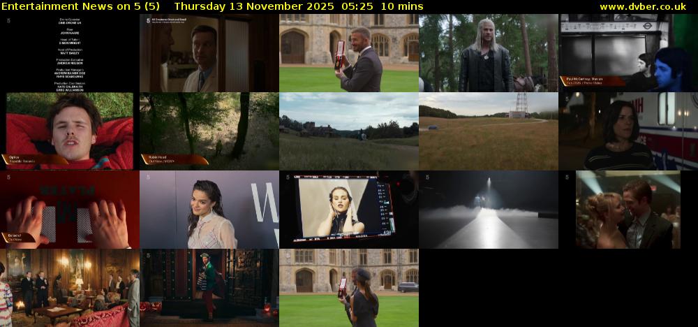 Entertainment News on 5 (5) Thursday 13 November 2025 05:25 - 05:35