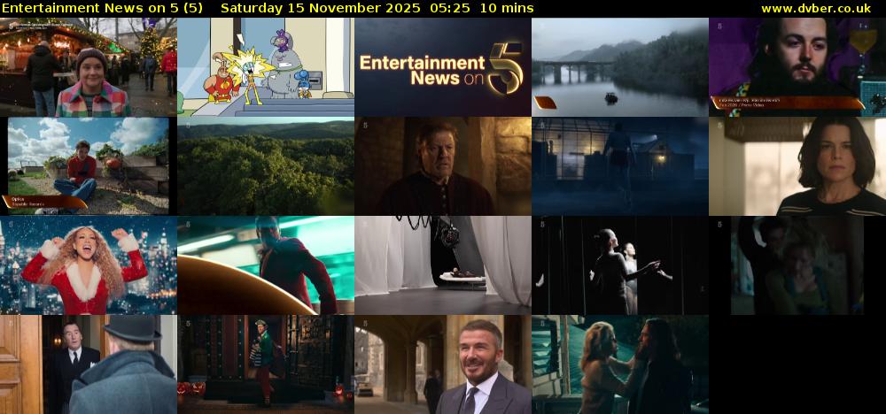 Entertainment News on 5 (5) Saturday 15 November 2025 05:25 - 05:35