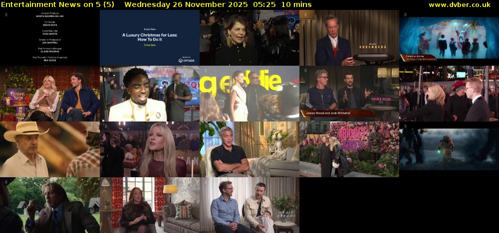 Entertainment News on 5 (5) Wednesday 26 November 2025 05:25 - 05:35
