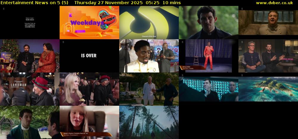 Entertainment News on 5 (5) Thursday 27 November 2025 05:25 - 05:35
