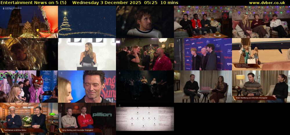 Entertainment News on 5 (5) Wednesday 3 December 2025 05:25 - 05:35