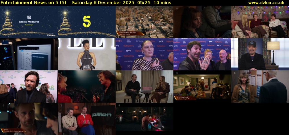 Entertainment News on 5 (5) Saturday 6 December 2025 05:25 - 05:35