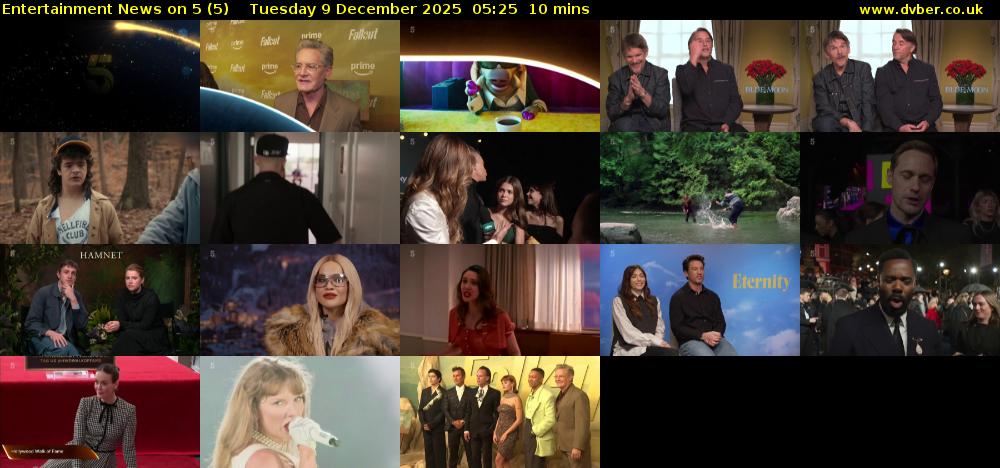 Entertainment News on 5 (5) Tuesday 9 December 2025 05:25 - 05:35