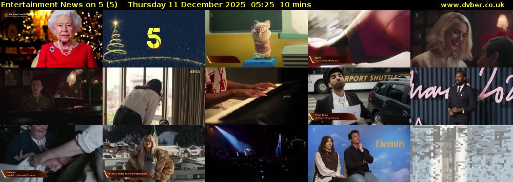 Entertainment News on 5 (5) Thursday 11 December 2025 05:25 - 05:35