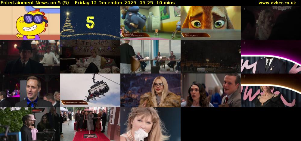 Entertainment News on 5 (5) Friday 12 December 2025 05:25 - 05:35