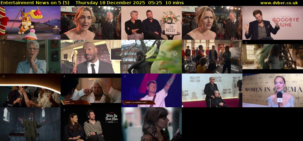 Entertainment News on 5 (5) Thursday 18 December 2025 05:25 - 05:35