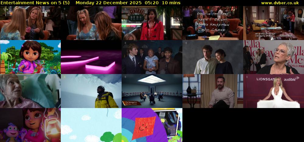 Entertainment News on 5 (5) Monday 22 December 2025 05:20 - 05:30