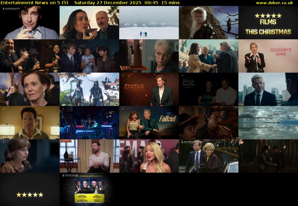 Entertainment News on 5 (5) Saturday 27 December 2025 00:45 - 01:00