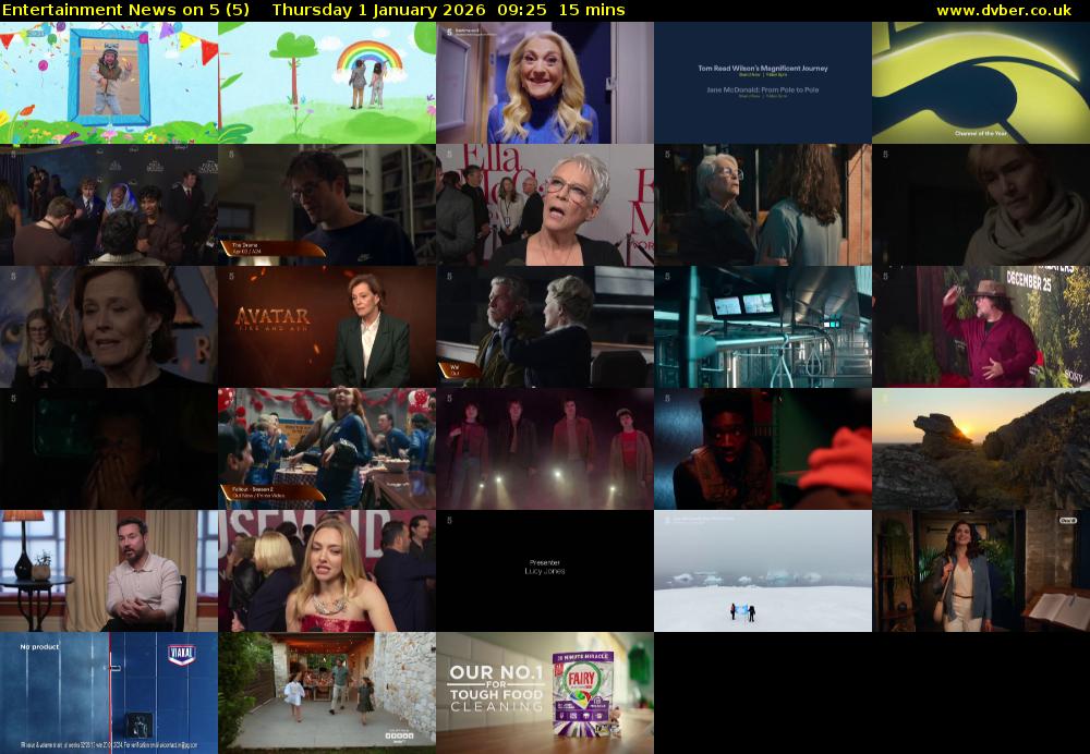Entertainment News on 5 (5) Thursday 1 January 2026 09:25 - 09:40