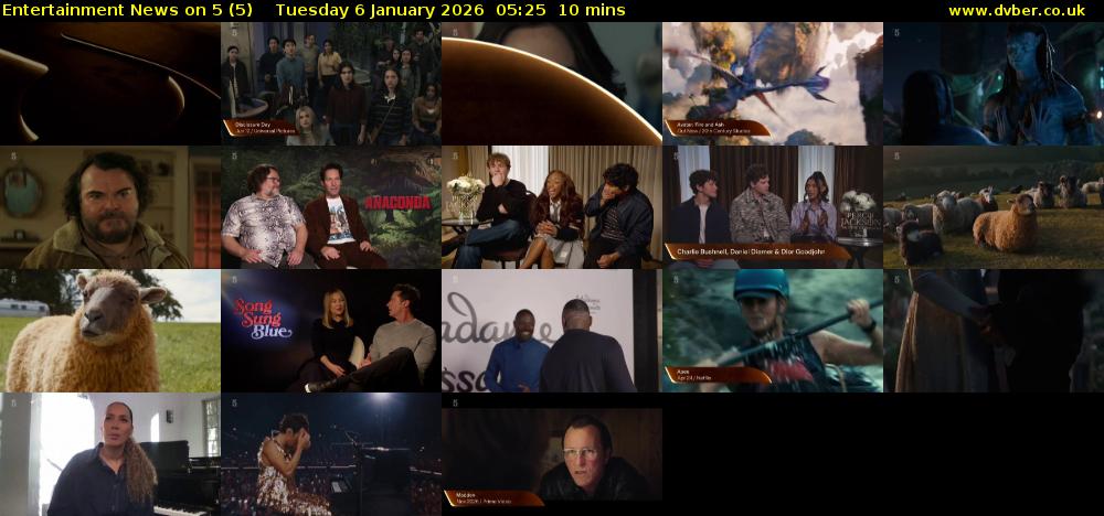 Entertainment News on 5 (5) Tuesday 6 January 2026 05:25 - 05:35