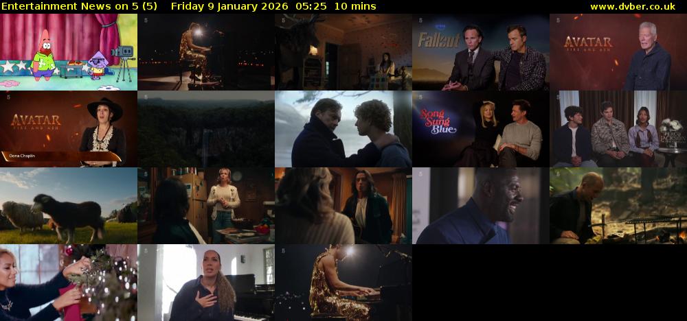 Entertainment News on 5 (5) Friday 9 January 2026 05:25 - 05:35