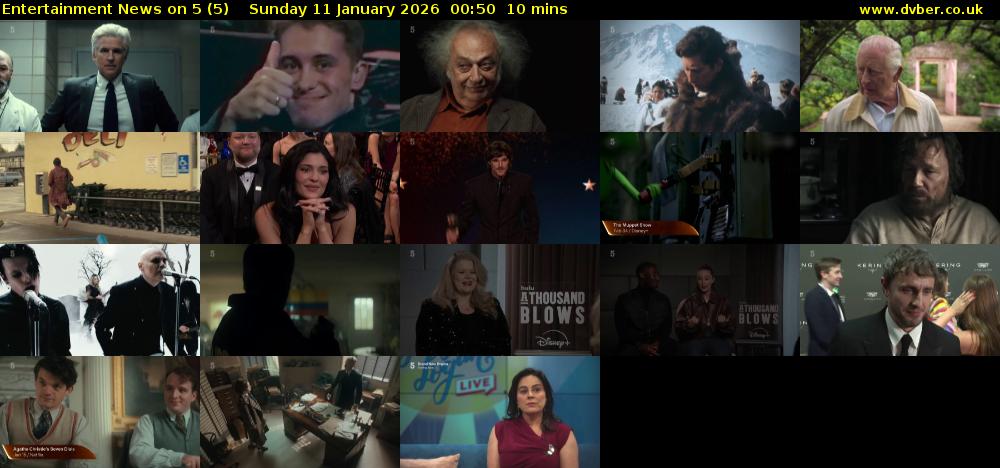 Entertainment News on 5 (5) Sunday 11 January 2026 00:50 - 01:00