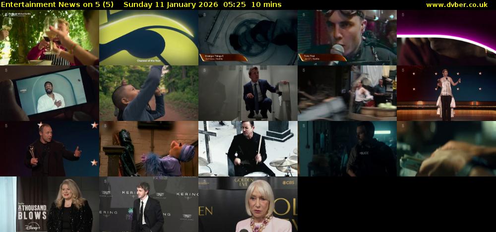 Entertainment News on 5 (5) Sunday 11 January 2026 05:25 - 05:35