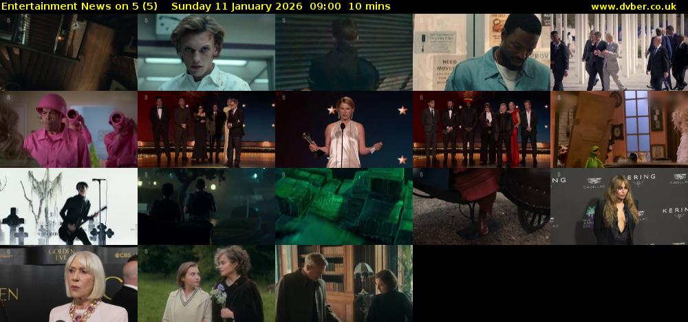 Entertainment News on 5 (5) Sunday 11 January 2026 09:00 - 09:10