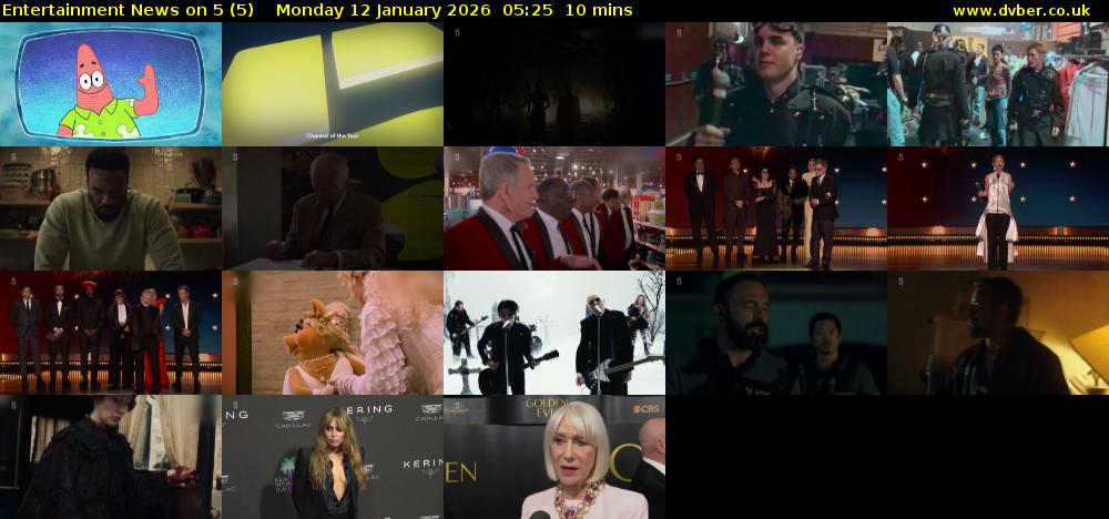 Entertainment News on 5 (5) Monday 12 January 2026 05:25 - 05:35