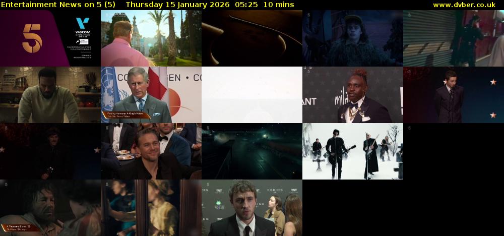 Entertainment News on 5 (5) Thursday 15 January 2026 05:25 - 05:35