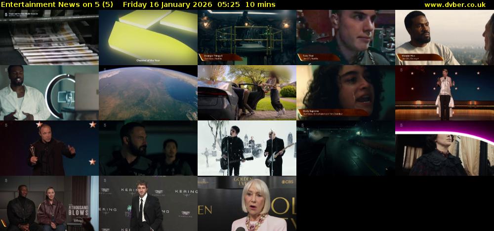 Entertainment News on 5 (5) Friday 16 January 2026 05:25 - 05:35
