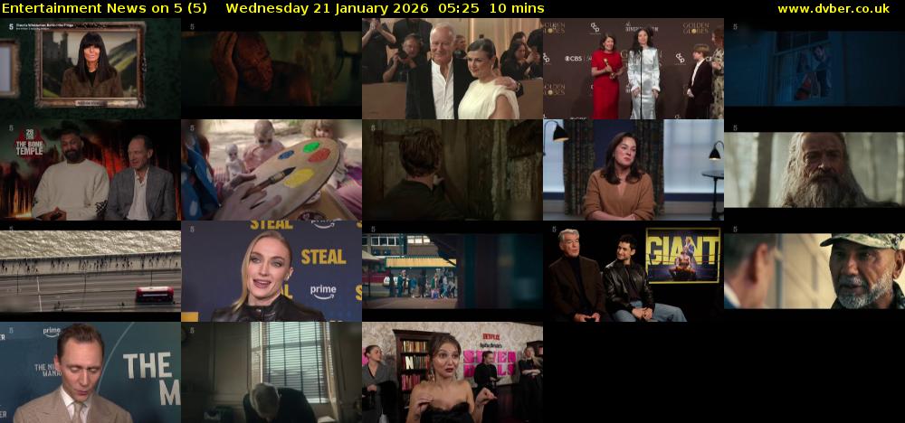 Entertainment News on 5 (5) Wednesday 21 January 2026 05:25 - 05:35
