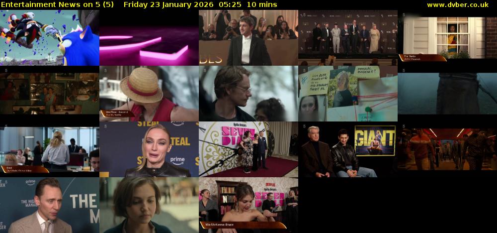 Entertainment News on 5 (5) Friday 23 January 2026 05:25 - 05:35