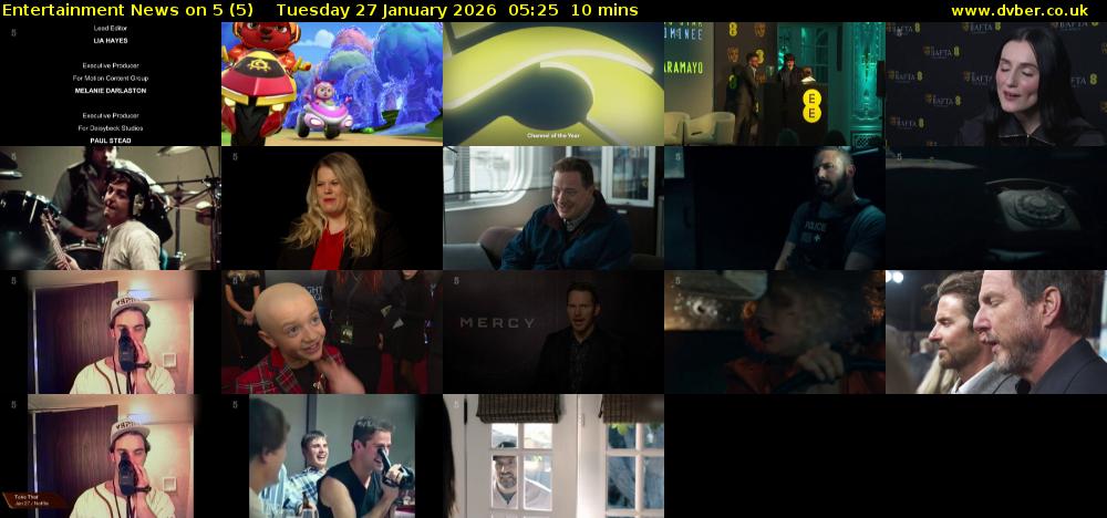 Entertainment News on 5 (5) Tuesday 27 January 2026 05:25 - 05:35