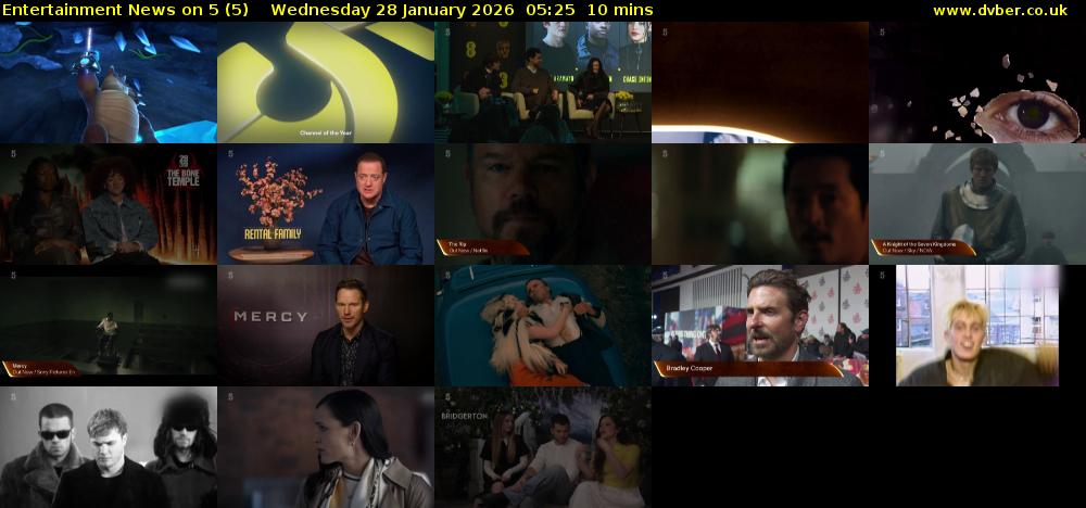 Entertainment News on 5 (5) Wednesday 28 January 2026 05:25 - 05:35