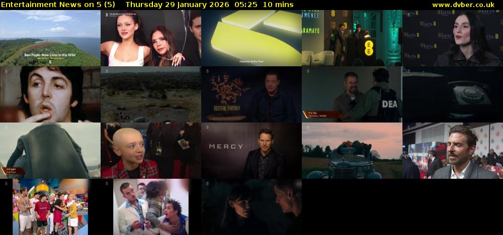 Entertainment News on 5 (5) Thursday 29 January 2026 05:25 - 05:35