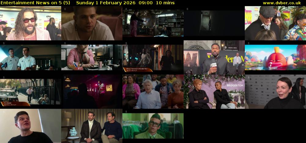 Entertainment News on 5 (5) Sunday 1 February 2026 09:00 - 09:10
