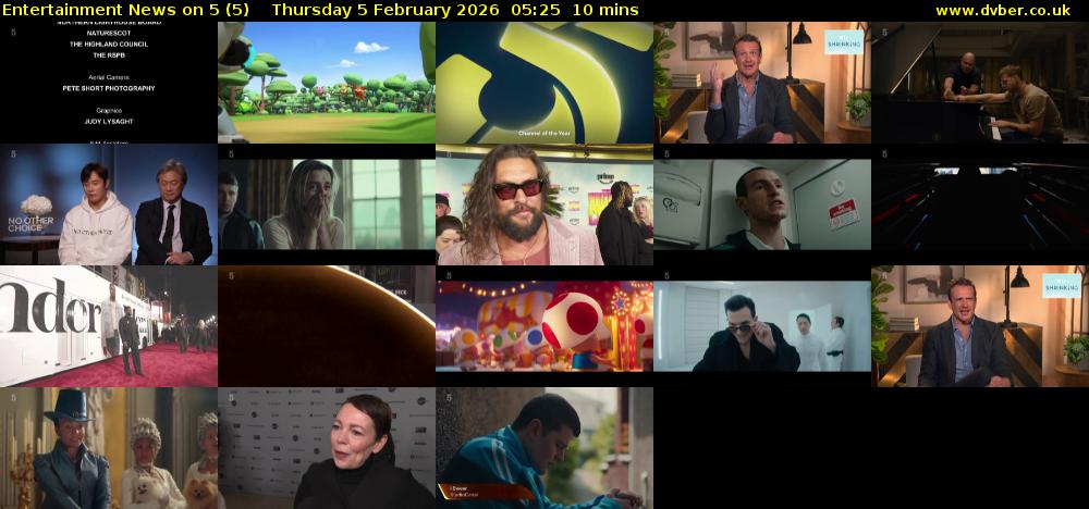 Entertainment News on 5 (5) Thursday 5 February 2026 05:25 - 05:35