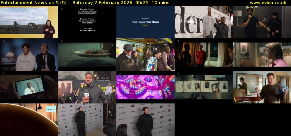 Entertainment News on 5 (5) Saturday 7 February 2026 05:25 - 05:35