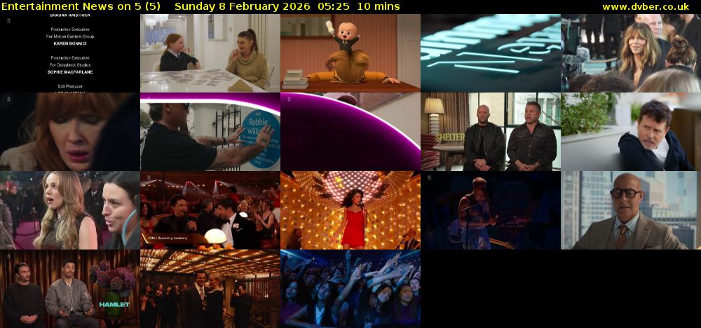 Entertainment News on 5 (5) Sunday 8 February 2026 05:25 - 05:35