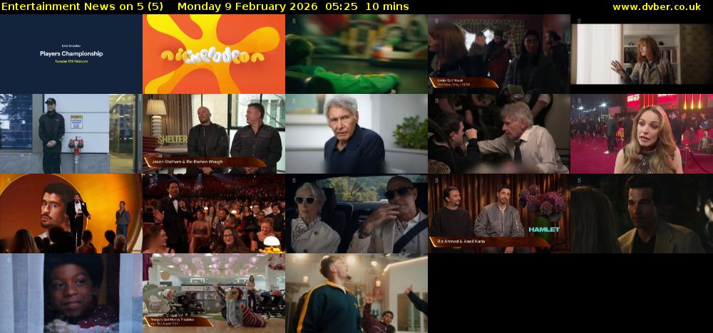 Entertainment News on 5 (5) Monday 9 February 2026 05:25 - 05:35